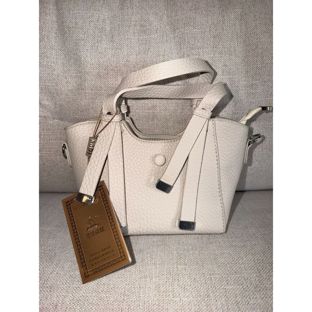 Women’s White Textured Satchel Handbag – Elegant Top Handle Purse